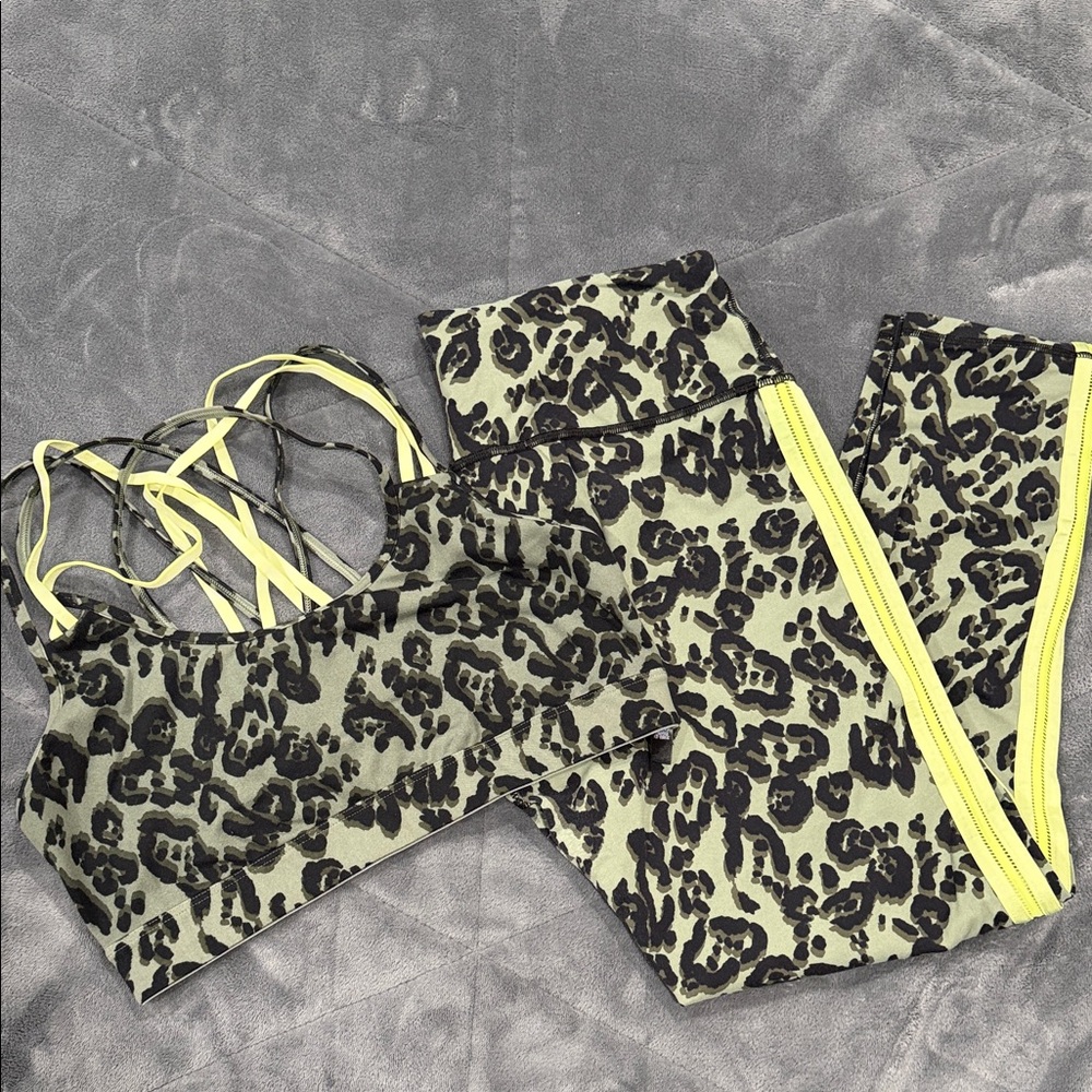 Victoria's Secret Leopard Print Sports Bra and Leggings Set